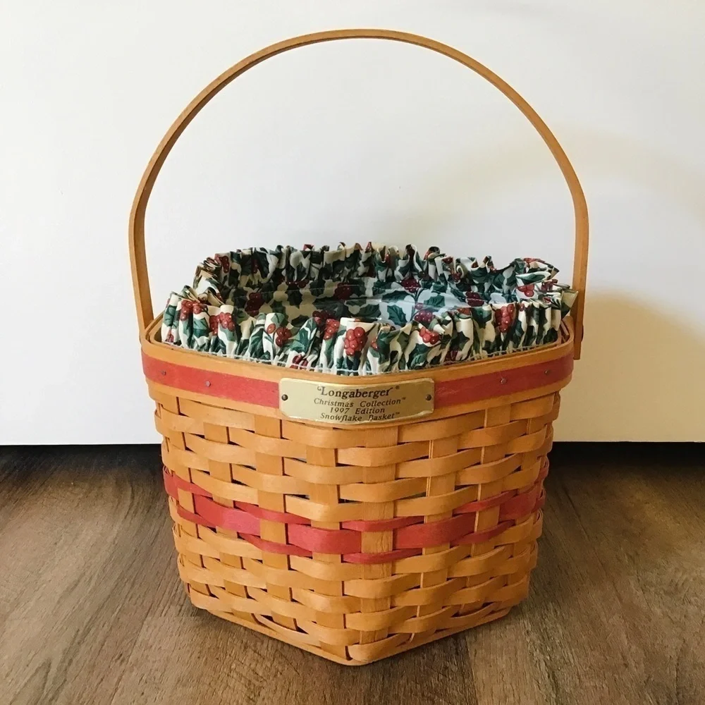 VINTAGE Longaberger 1997 Basket Hostess Christmas Snowflake Handle With Insert